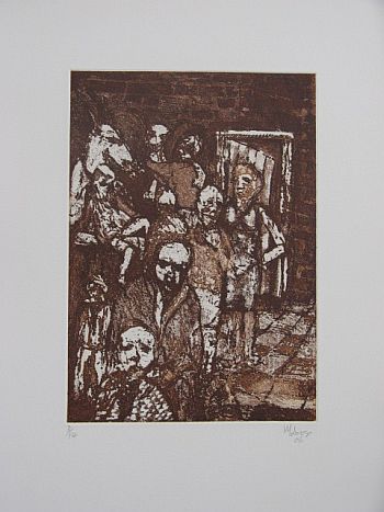 Click the image for a view of: Dumisani Mabaso. Untitled (Horns II). 2009. Etching.355X490mm